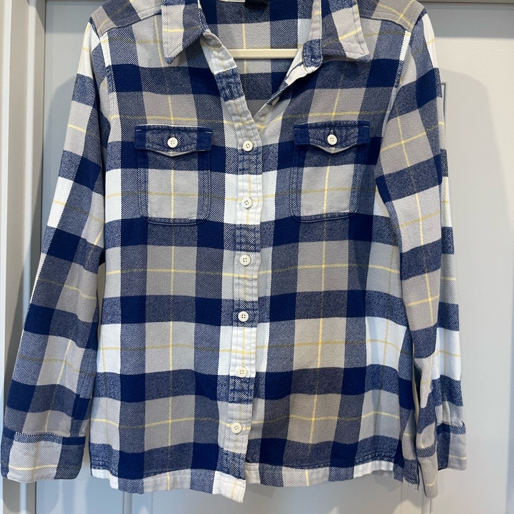 Patagonia Blue and White Button Down Flannel Shirt